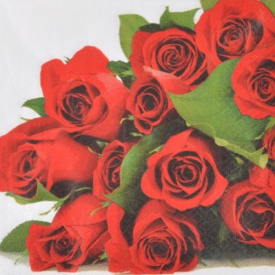 Lot de 20 serviettes en papier 'Bouquet Roses'  (25x25cm)