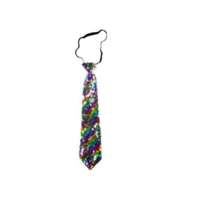 Cravate réversible à paillettes multicolores