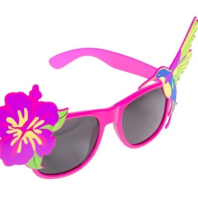 Lunettes Rose avec Fleur et Oiseau des Tropiques